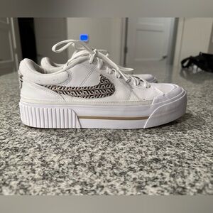 Nike White and Brown Sneakers with Chunky Platform